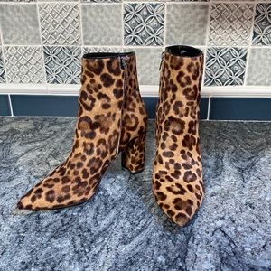 Marc Fisher leopard print/textured booties.